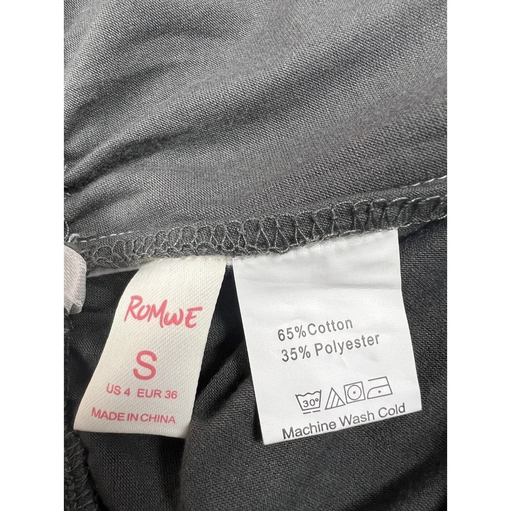 Romwe‎ Womens Shorts Small Gray Elastic Waist Athletic Activewear